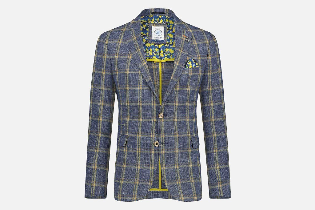 BLAZER NAVY YELLOW BIG CHECKS