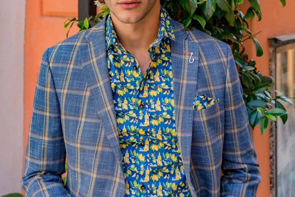 BLAZER NAVY YELLOW BIG CHECKS