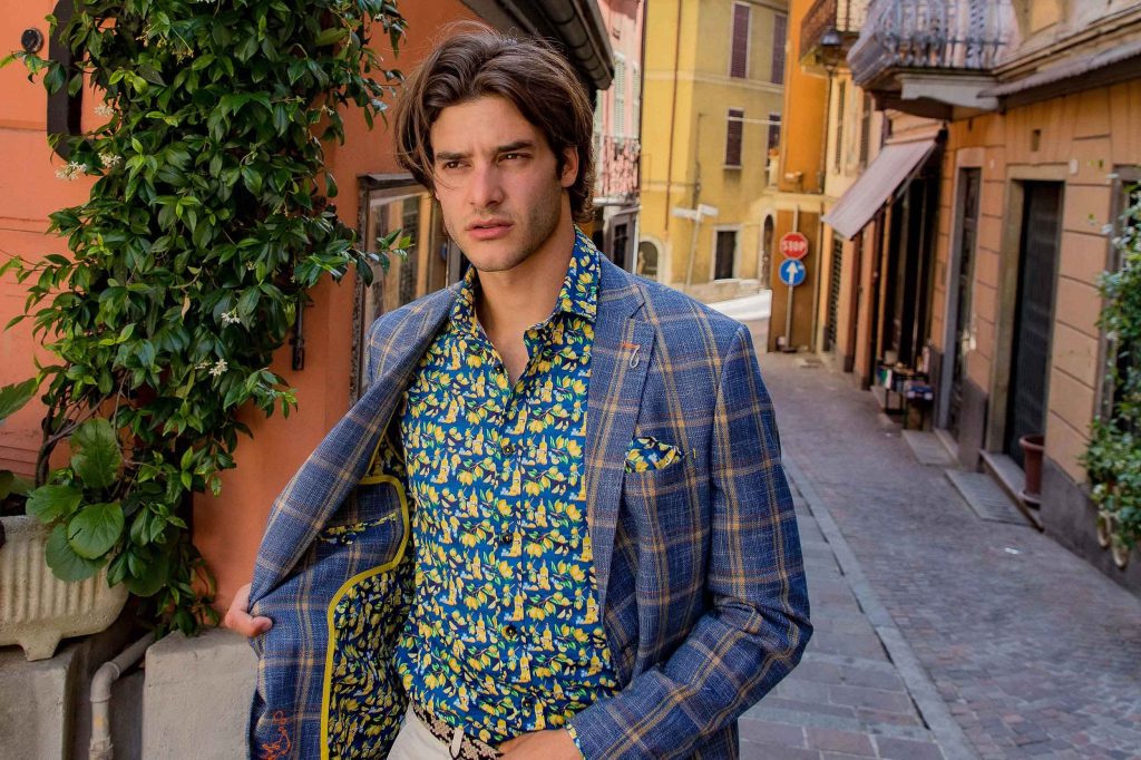 BLAZER NAVY YELLOW BIG CHECKS