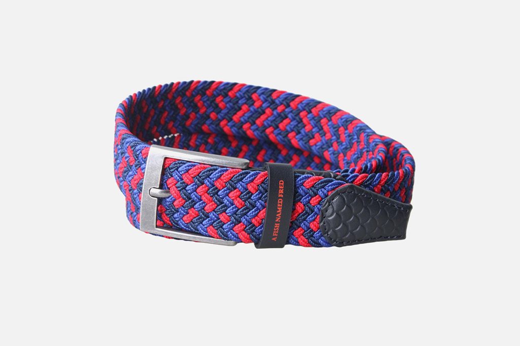 BRAIDED BELT NAVY RED