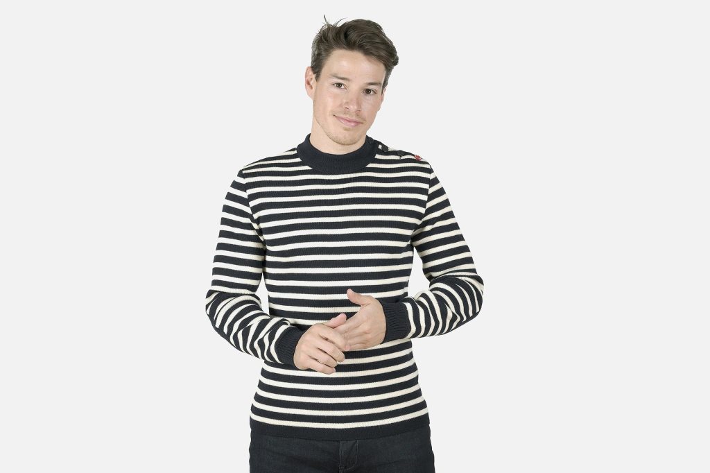PULL MARIN BLEU RAYE HOMARD