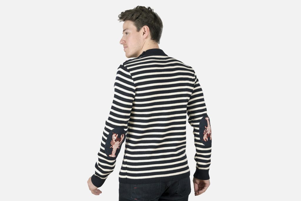 PULL MARIN BLEU RAYE HOMARD