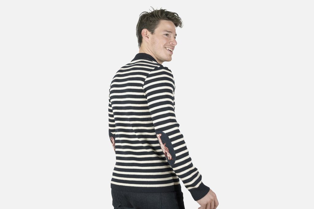 PULL MARIN BLEU RAYE HOMARD
