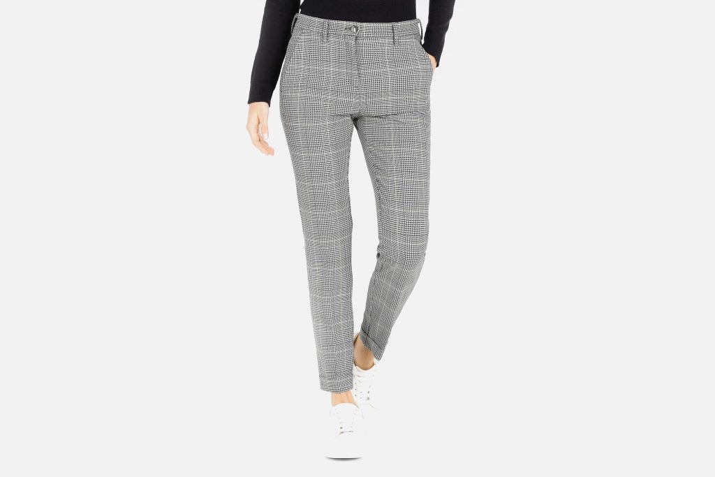 CHINO TURN UP IVORY CHECK