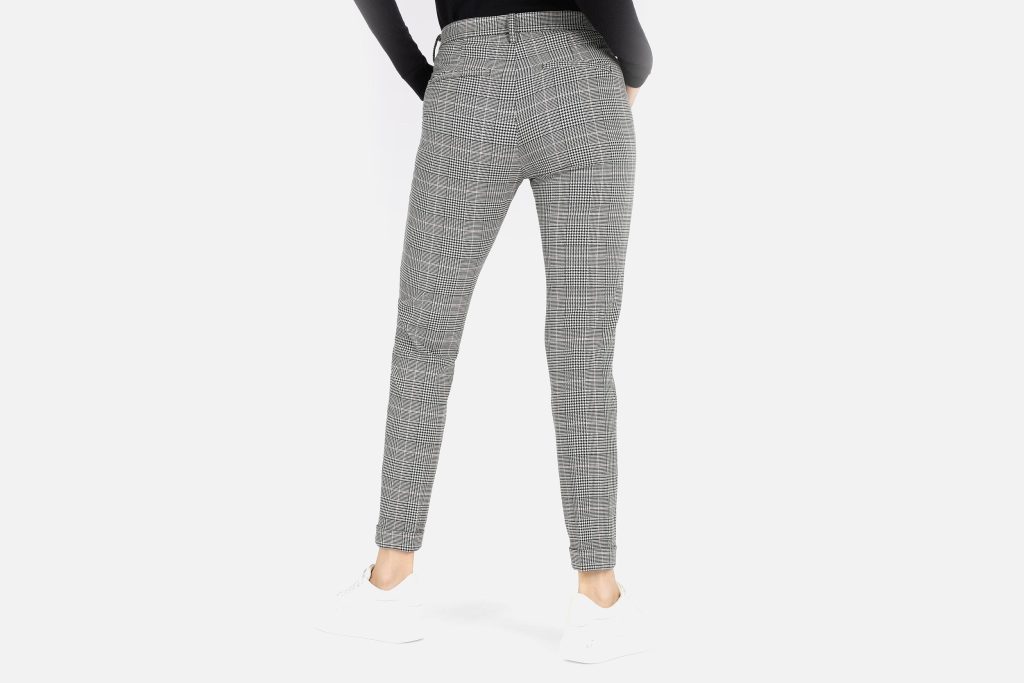 CHINO TURN UP IVORY CHECK
