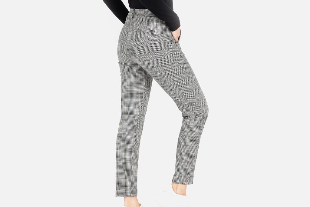CHINO TURN UP IVORY CHECK