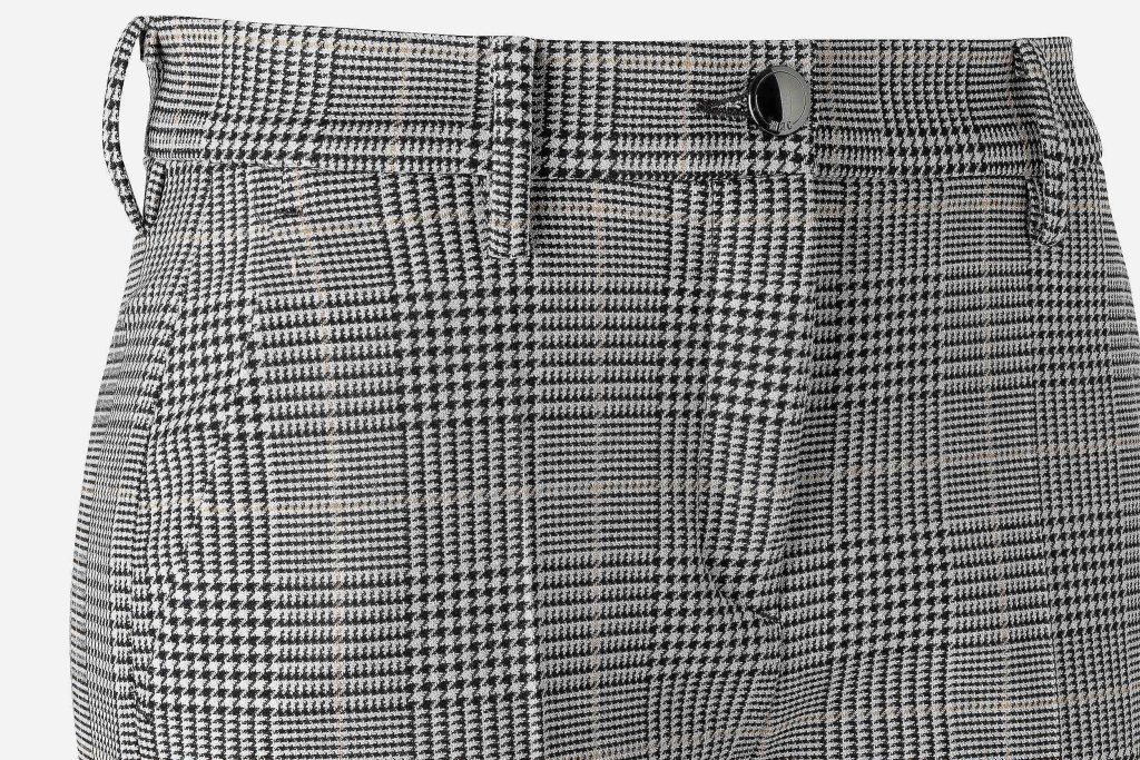 CHINO TURN UP IVORY CHECK