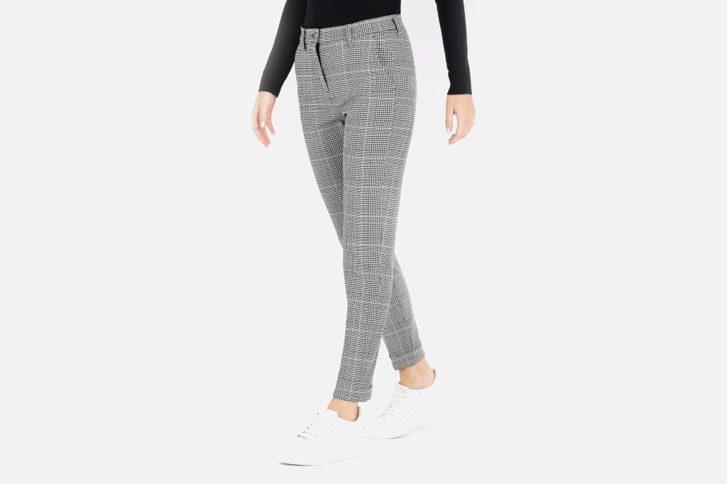 CHINO TURN UP IVORY CHECK
