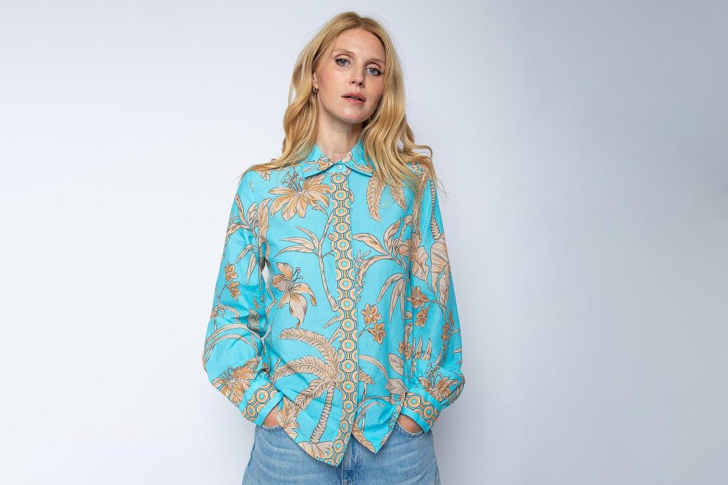 CHEMISE AQUA SAND LEAVES