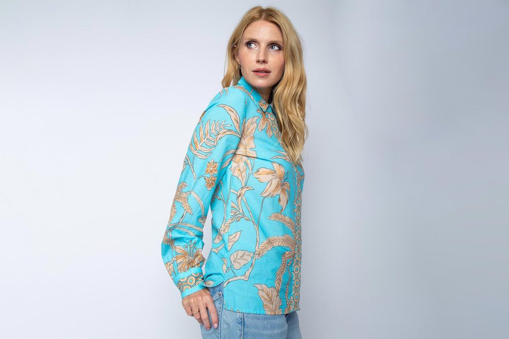 CHEMISE AQUA SAND LEAVES