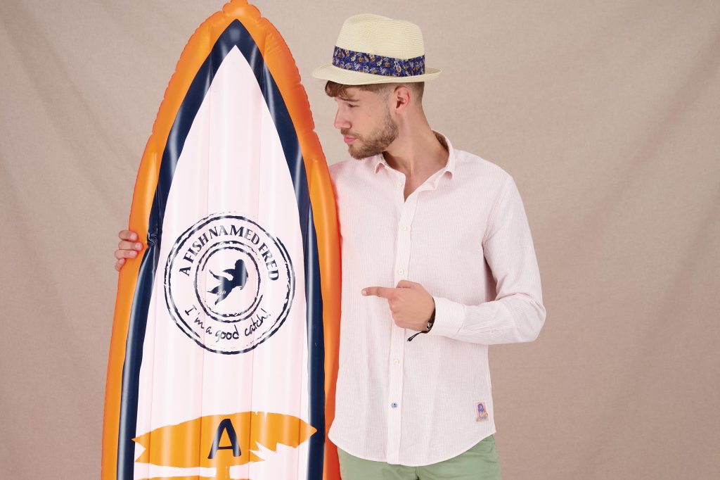 SHIRT STRIPES LINEN ORANGE
