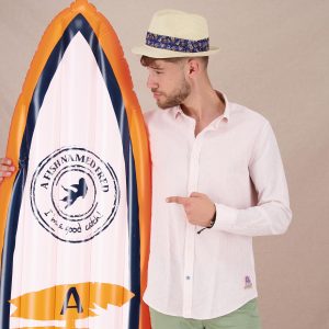 SHIRT STRIPES LINEN ORANGE - Image 5