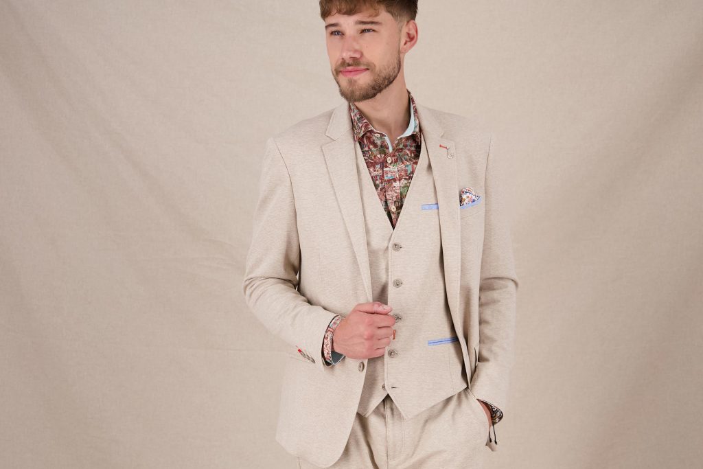 BLAZER MELANGE PIQUE SAND
