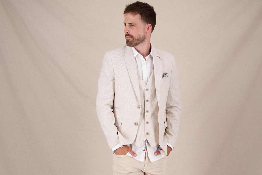 BLAZER MELANGE PIQUE SAND
