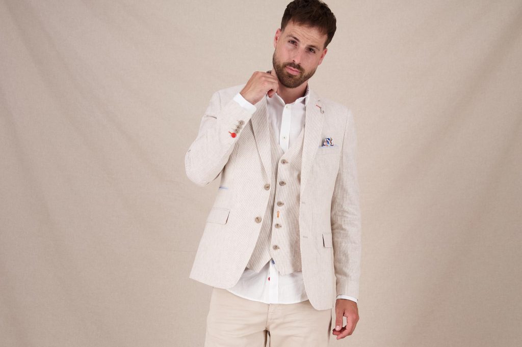 BLAZER MELANGE PIQUE SAND
