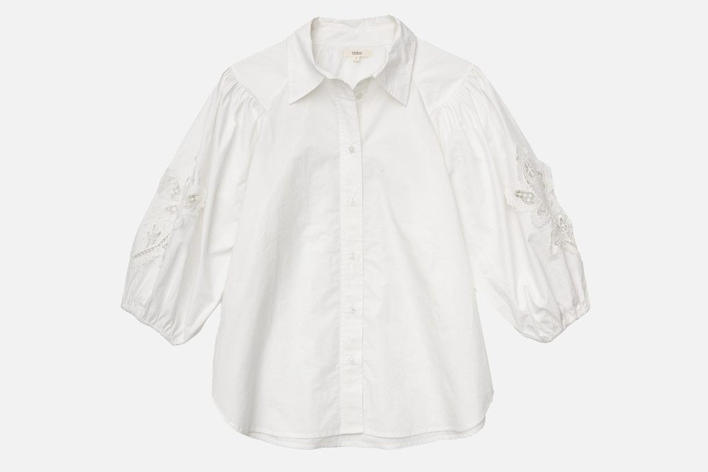 CHEMISE COQUETTE BLANC BRODE