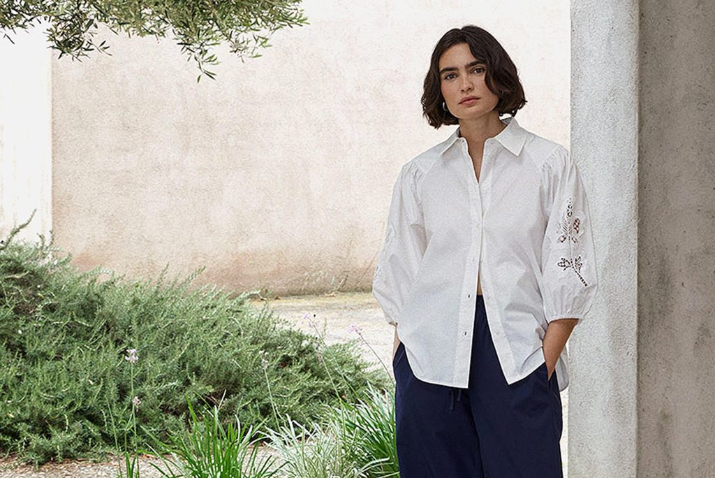 CHEMISE COQUETTE BLANC BRODE