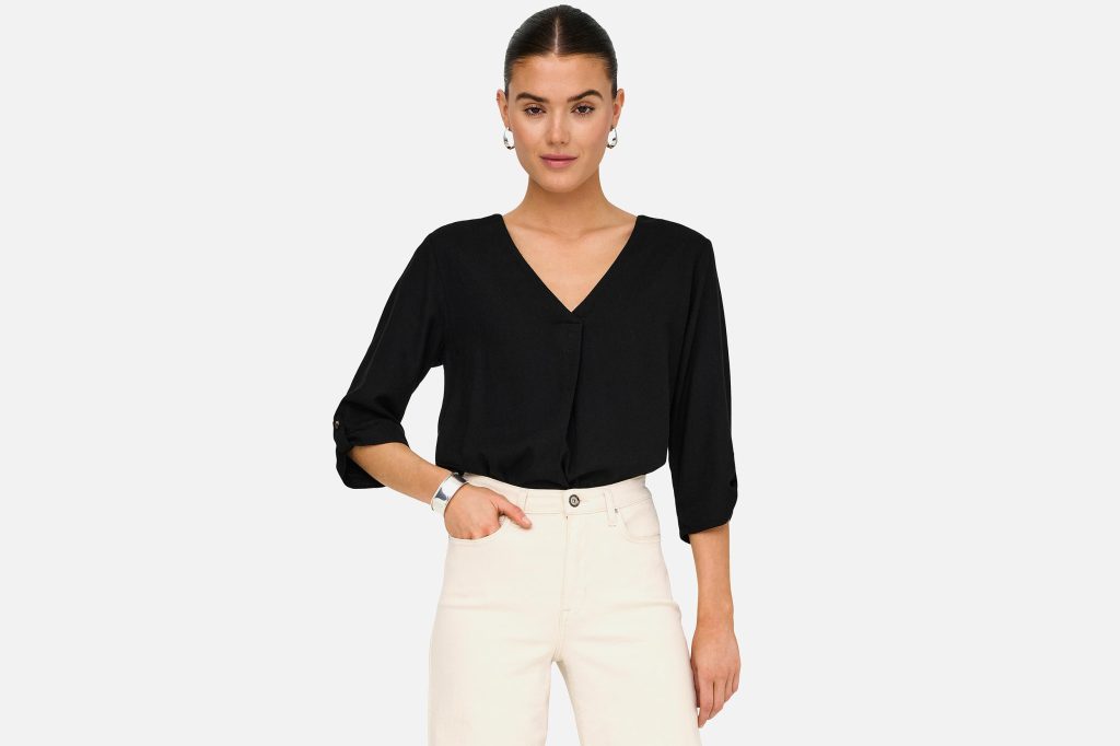 SAY LINEN TOP BLACK
