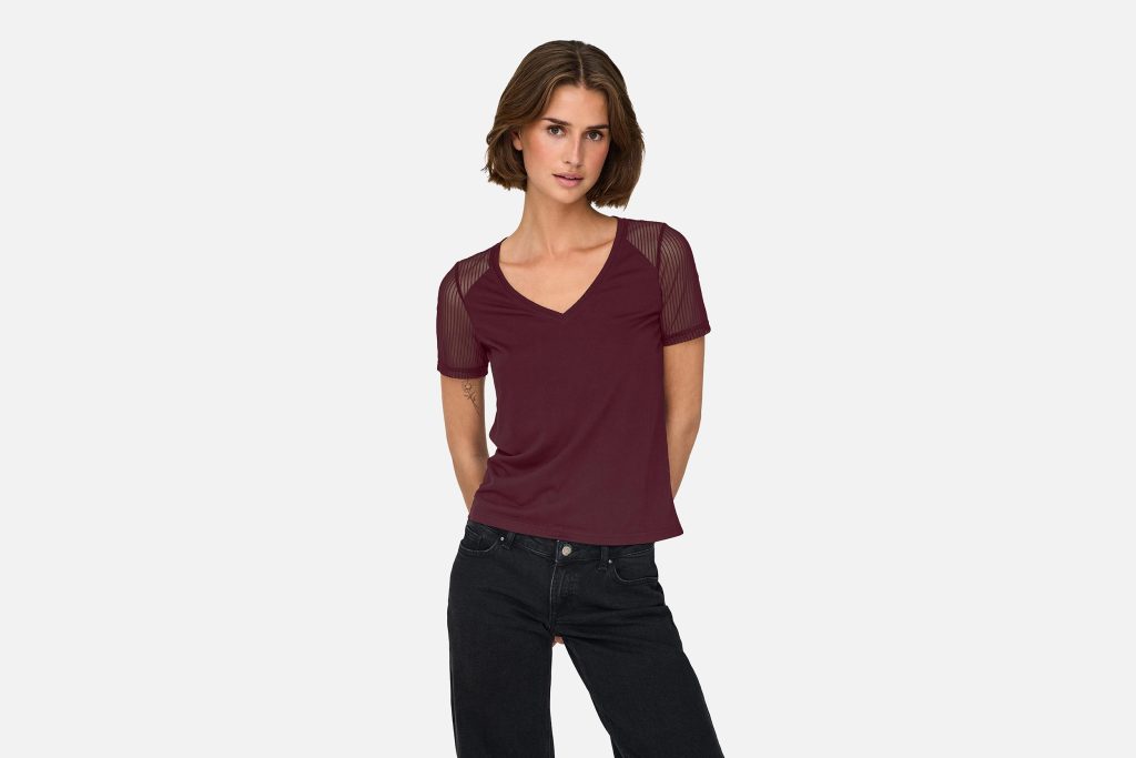 STINNE TOP MESH MAROON BANNER