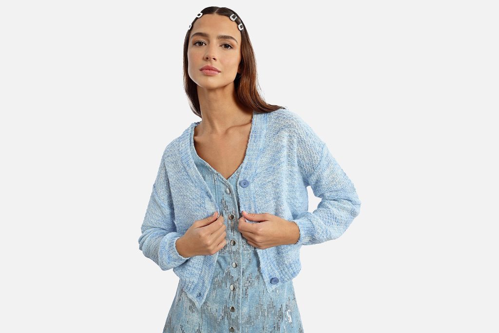 CARDIGAN CROP BLEU CIEL