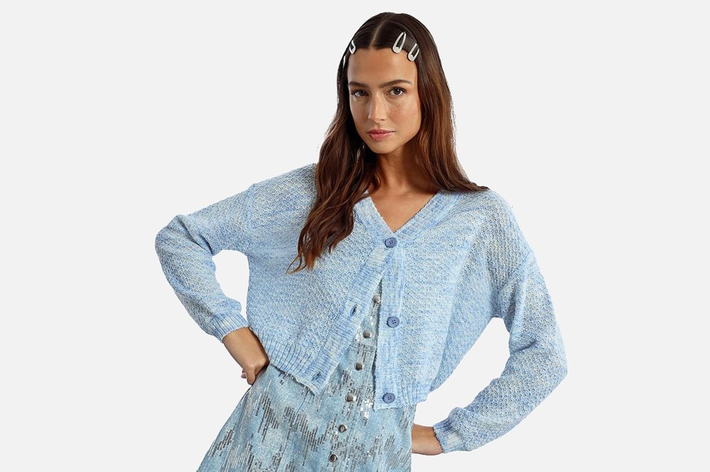 CARDIGAN CROP BLEU CIEL