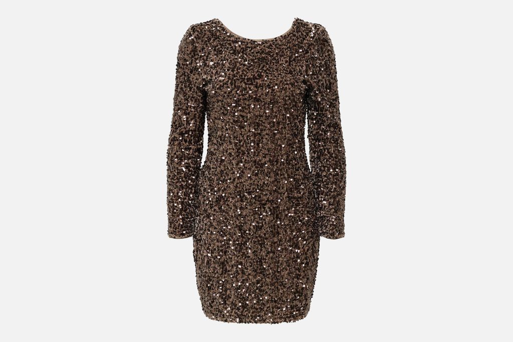 CONFI DRESS SEQUINS BROWN
