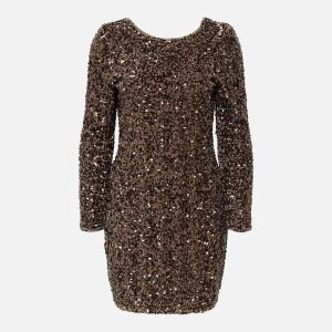 CONFI DRESS SEQUINS BROWN – Image 1