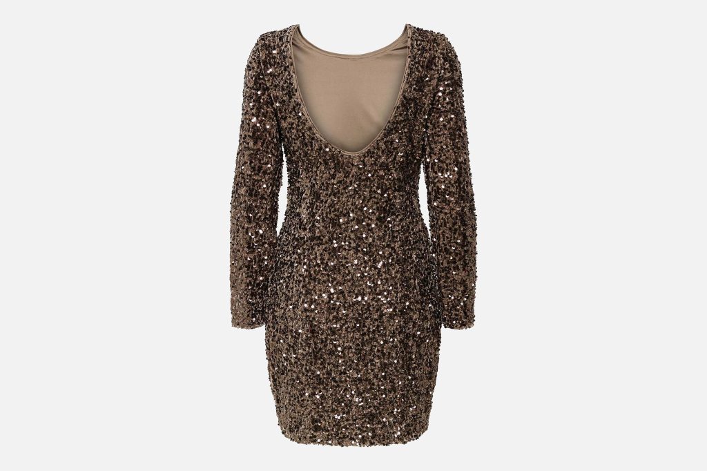 CONFI DRESS SEQUINS BROWN