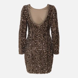 CONFI DRESS SEQUINS BROWN – Image 2
