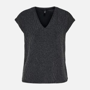 CAROL VNECK BLACK SILVER – Image 1
