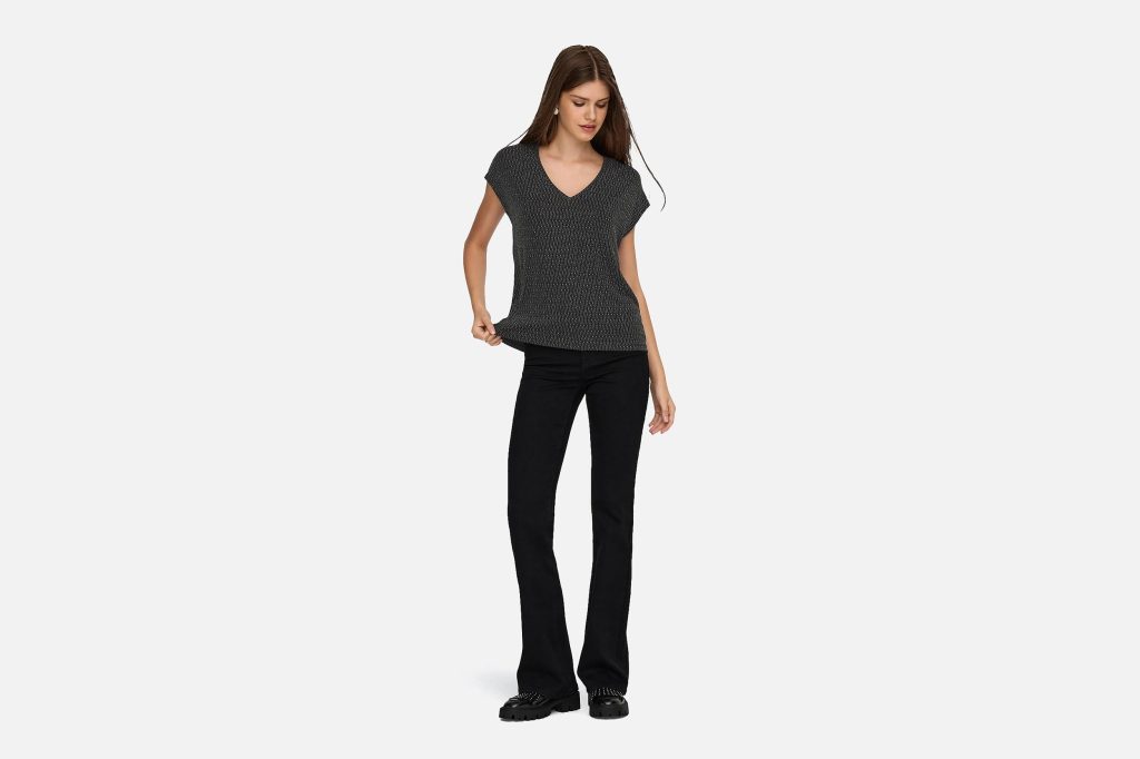 CAROL VNECK BLACK GLITTER