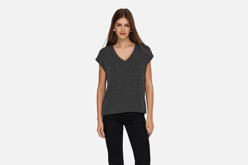 CAROL VNECK BLACK GLITTER