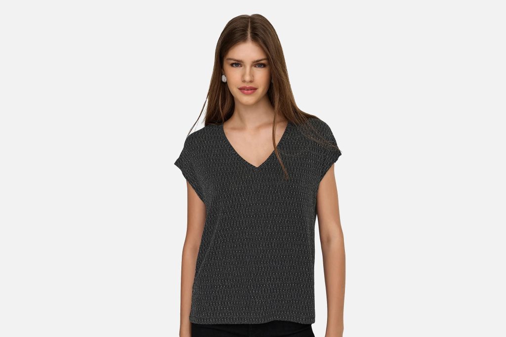 CAROL VNECK BLACK GLITTER