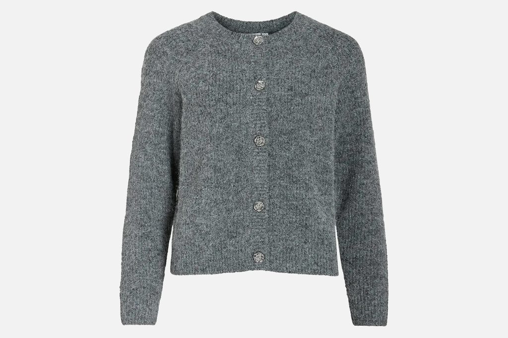 CHEENA BUTTON CARDI GREY