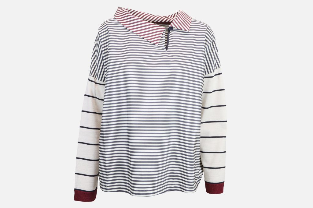 TOP FEERIK STRIPES GREY WINE