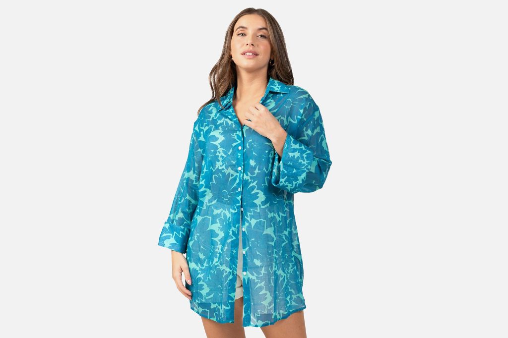 CHEMISE AM FLOWERS ACQUA