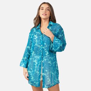 CHEMISE AM FLOWERS ACQUA - Image 1
