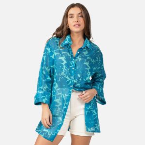 CHEMISE AM FLOWERS ACQUA - Image 2