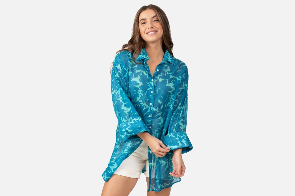 CHEMISE AM FLOWERS ACQUA