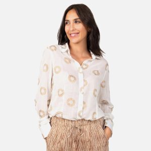 CHEMISIER ROSACES GOLD BLANC - Image 1