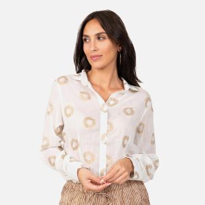 CHEMISIER ROSACES GOLD BLANC - Image 2