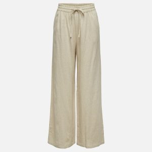 SAY LINEN WIDE PANTS OATMEAL – Image 1