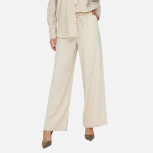 SAY LINEN WIDE PANTS OATMEAL – Image 3
