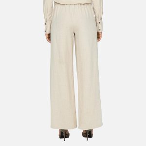 SAY LINEN WIDE PANTS OATMEAL – Image 4