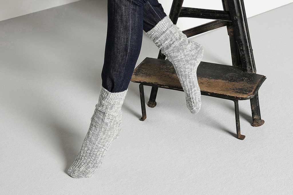 SOCKS COTTON SLUB W GRAY WHITE