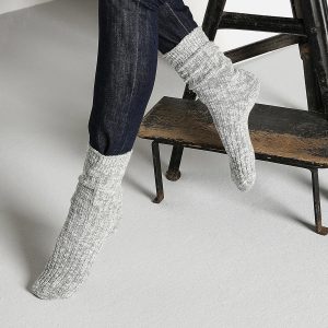 SOCKS COTTON SLUB W GRAY WHITE - Image 5