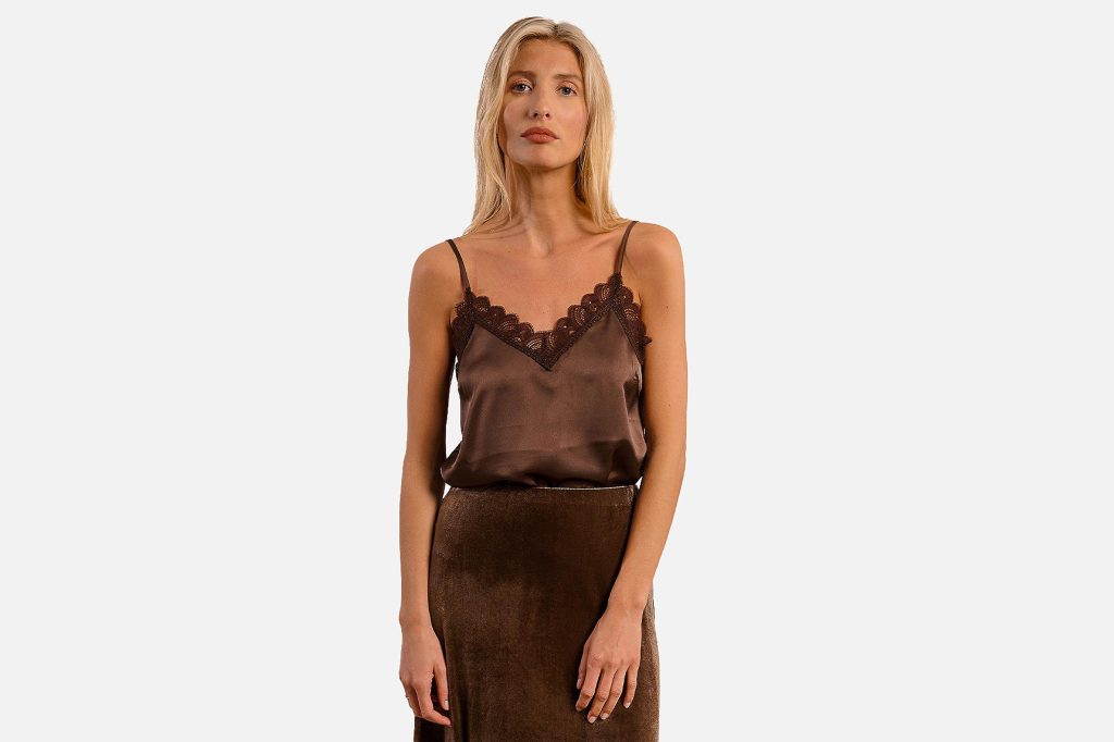 CARACO SATON DENTELLE CHOCOLAT