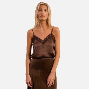 CARACO SATON DENTELLE CHOCOLAT - Image 1