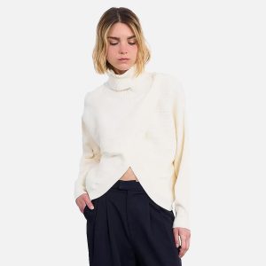 PULL CROISE COL ROULE CREME - Image 1