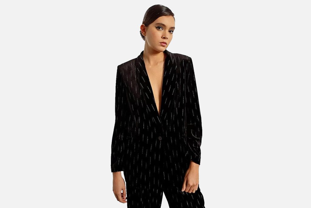 BLAZER VELOURS STRASS NOIR